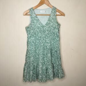 Calvin Floral Cotton Mini Dress Sleeveless A-Line Tiered